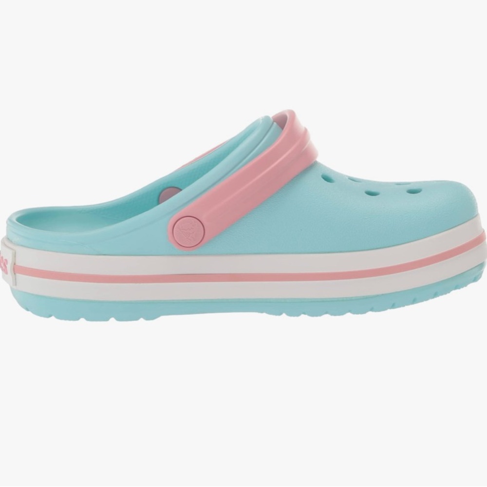 NWT CROCS Crocband Ice Blue/White/Pink. Kids Size US J1. Everyday Outdoors. - Picture 8 of 13